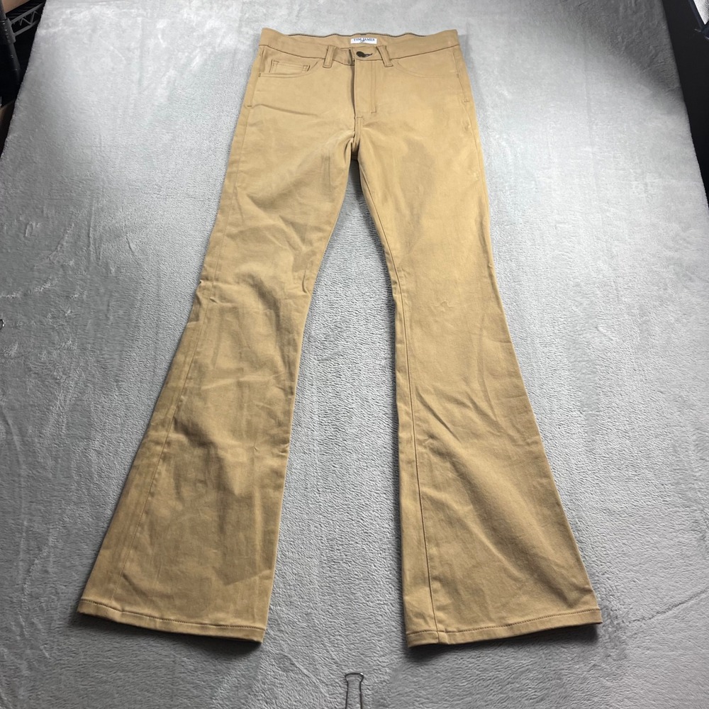 Tom James Blue Delta Womens Tan‎ Khaki Flare Leg Pants Custom High Rise 30x33